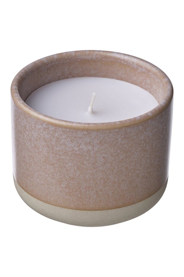 LUGNARE Scented candle in ceramic jar, Jasmine/pink, 25 hr
