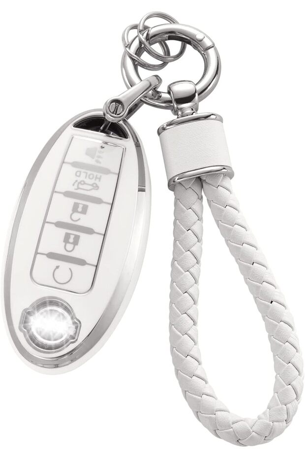 Nissan Key Cover with Keychain, Soft TPU Protection Fits Altima Rogue Sentra Pathfinde