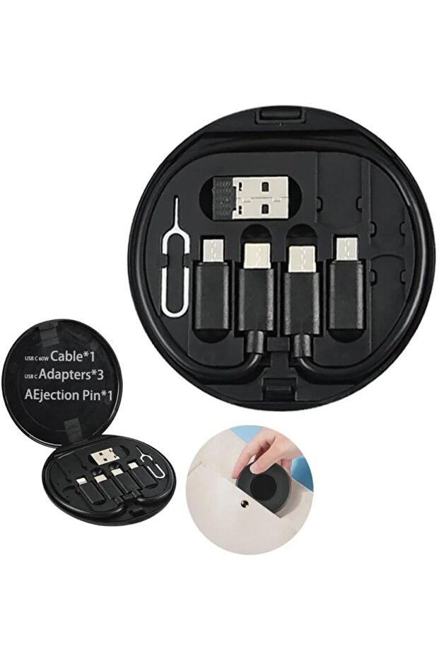 60W Fast Charge Data Cable Adapter Kit with Storage Box, USB C to Micro USB/Lightning/US - 2