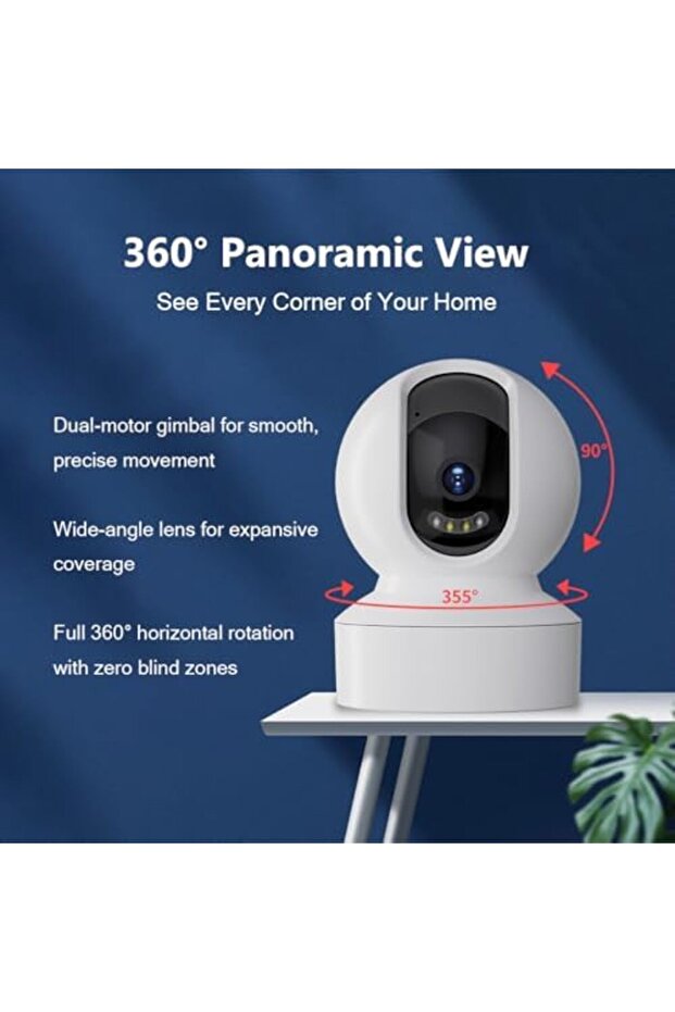 Smart 360º Security Camera — Remote View, Two-Way Audio, Human Detection, Night Vision, and Multi - 2