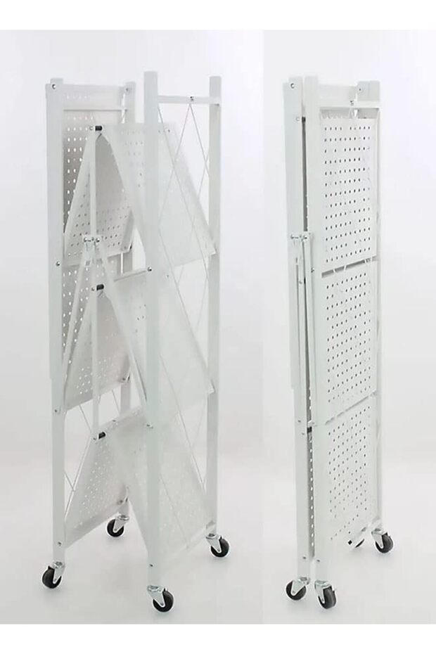 Foldable Multi-Function Storage Shelf, 4 Layers, White - 7
