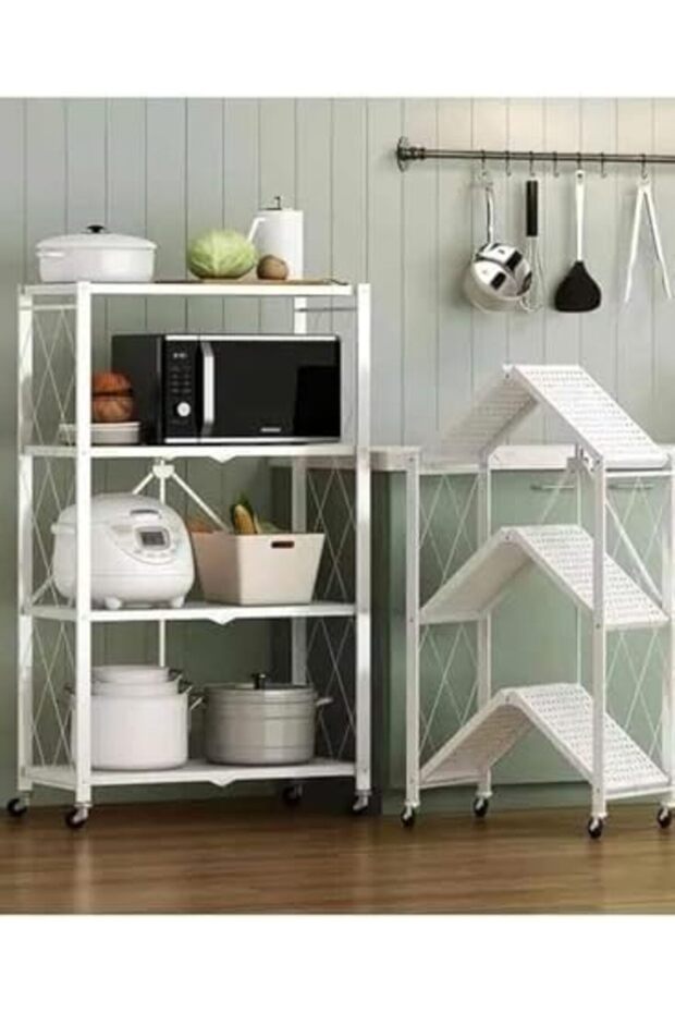 Foldable Multi-Function Storage Shelf, 4 Layers, White - 2