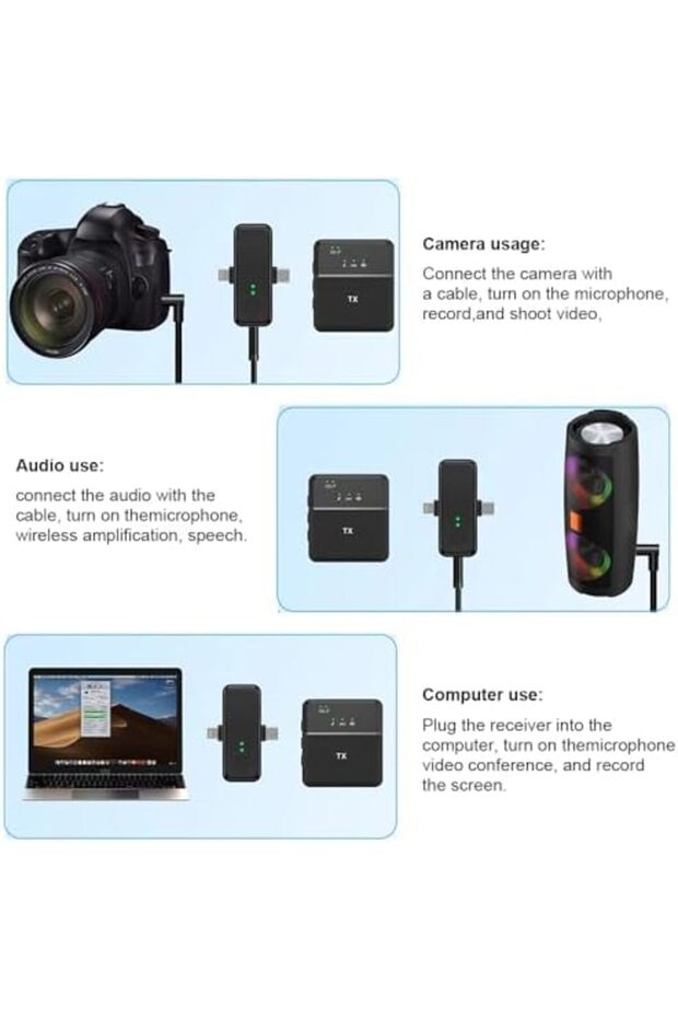 Wireless Lavalier Microphone for iPhone Android Camera, Dual Clip-On Mic with Noise Cancellation, Pl - 4