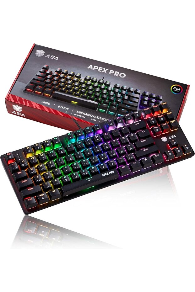 لوحة مفاتيح الألعاب الميكانيكية Apex Pro RGB، 87 مفتاحًا، سلكية، سوداء