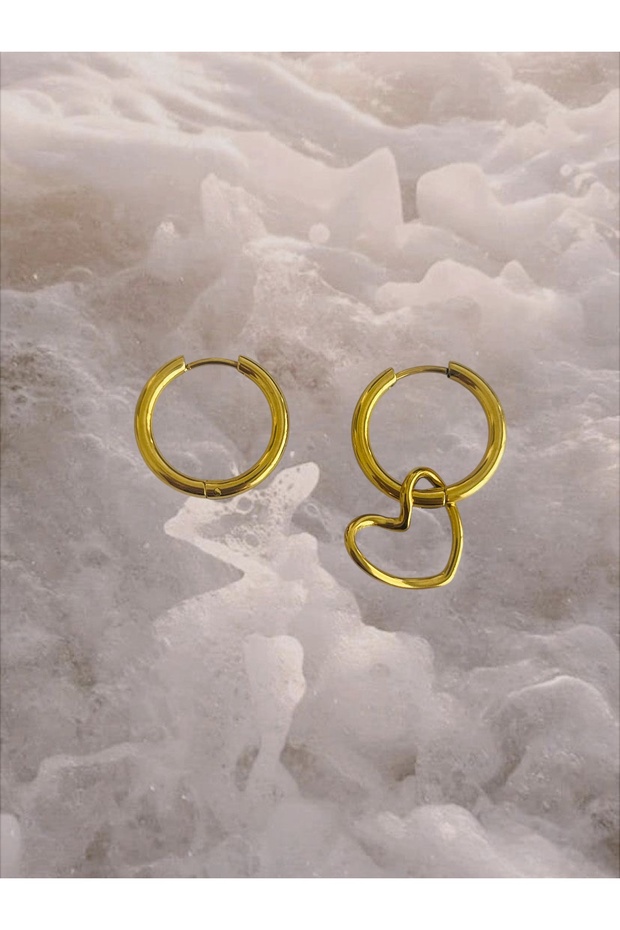 Steel Heart Stud Earrings