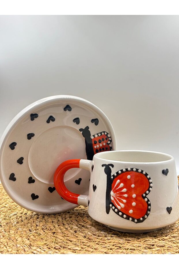 مجموعة أكواب سيراميك مصنوعة يدويًا مع قواعد - 1