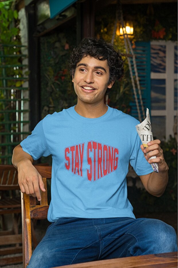 Men's Staystrong Transfer Printed Round Neck Short Sleeve T-Shirt