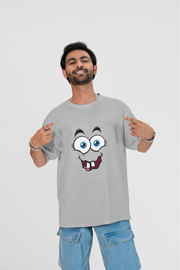 Men's Zz Two Teeth Transfer Printed Round Neck Short Sleeve T-Shirt