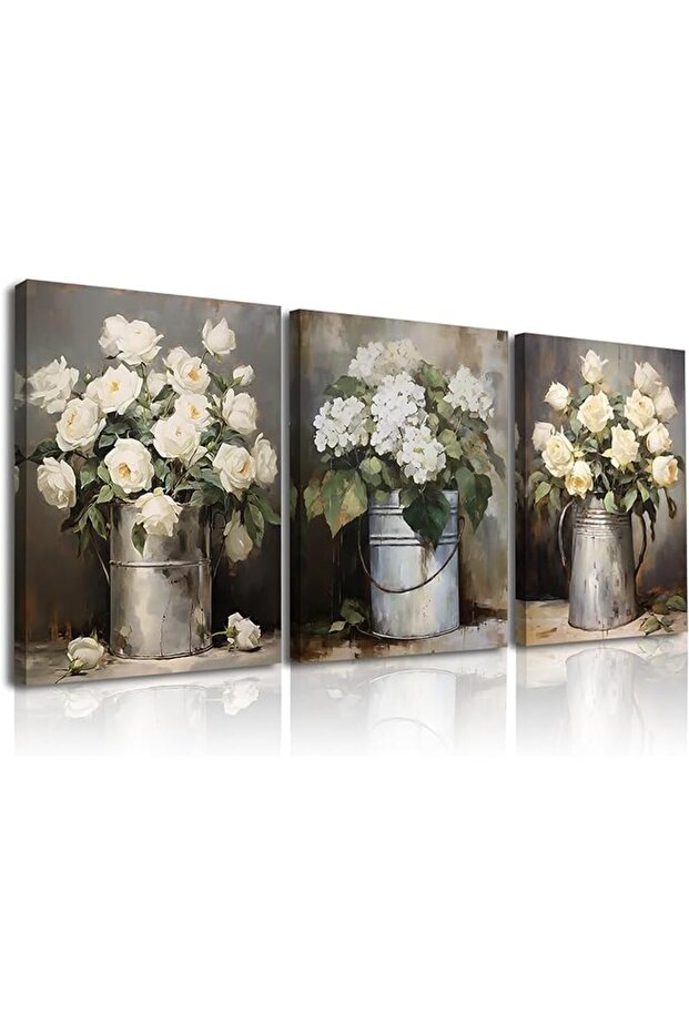 مجموعة من 3 مطبوعات قماشية أنيقة لزهور بيضاء من Today Idea