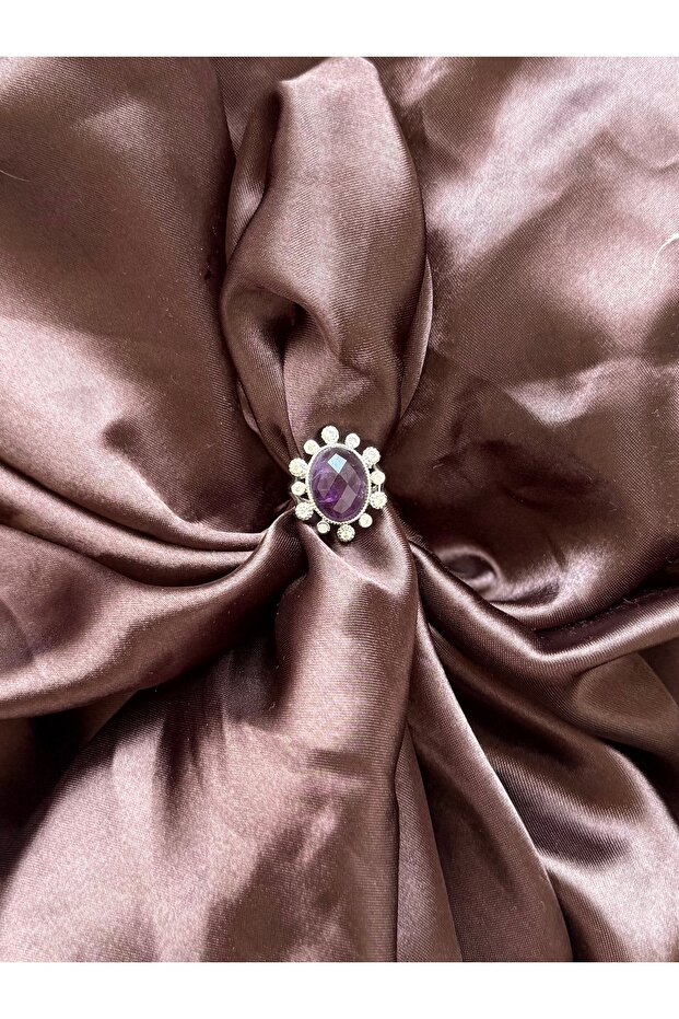 خاتم من حجر الجمشت الطبيعي قابل للتعديل - 1