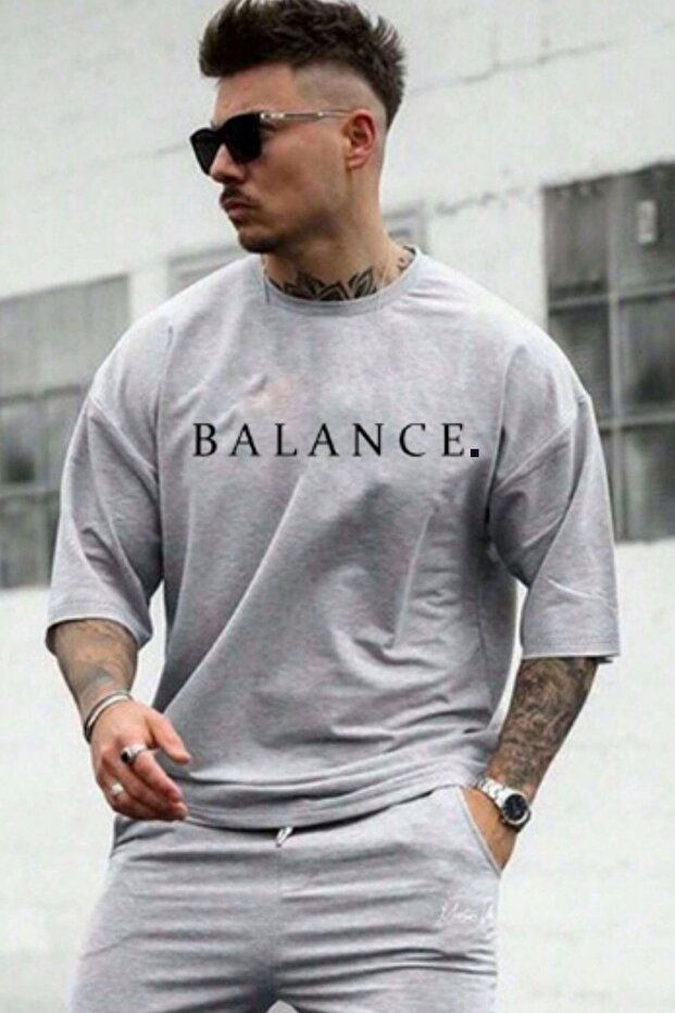 Men's Gray Balance Printed Oversize