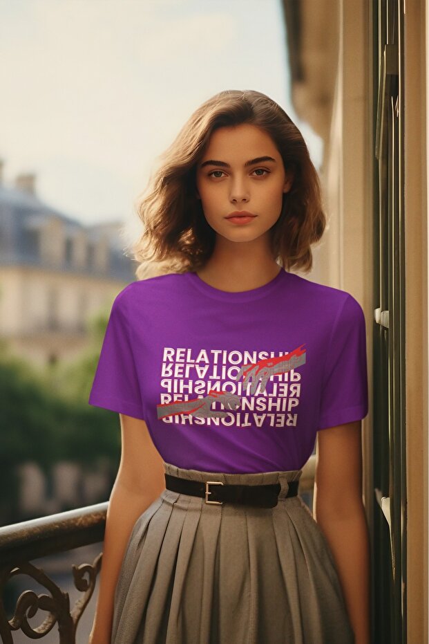 Girl/Woman Relationship Transfer Printed Round Neck Short Sleeve T-Shirt