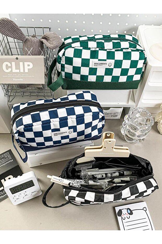 حافظة أقلام رصاص من كاڤاي، متعددة الأقسام، بنمط مربعات - 4