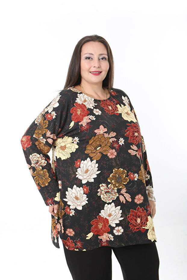 Women's Wool Viscose Lycra Fabric Patterned Large Size Tunic - 7