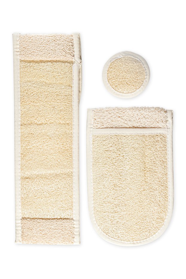 Set of 3 Natural Pumpkin Back Fiber & Glove Fiber & Facial Exfoliator (Natural)