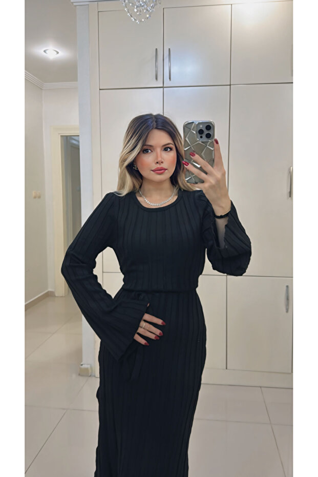 İspanyol Kol Triko Elbise - 1