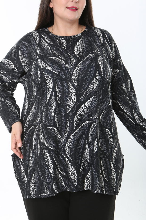 Women's Wool Viscose Lycra Fabric Patterned Large Size Tunic - 7