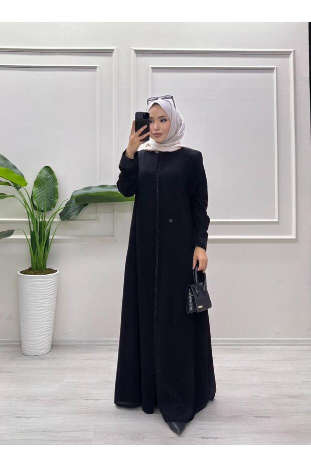 Stone Decorated Plus Size Ferace - 1