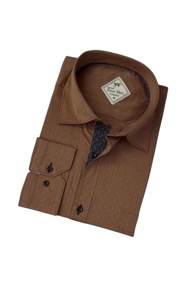 Classic Relaxed Fit Dobby Long Sleeve Men's Shirt