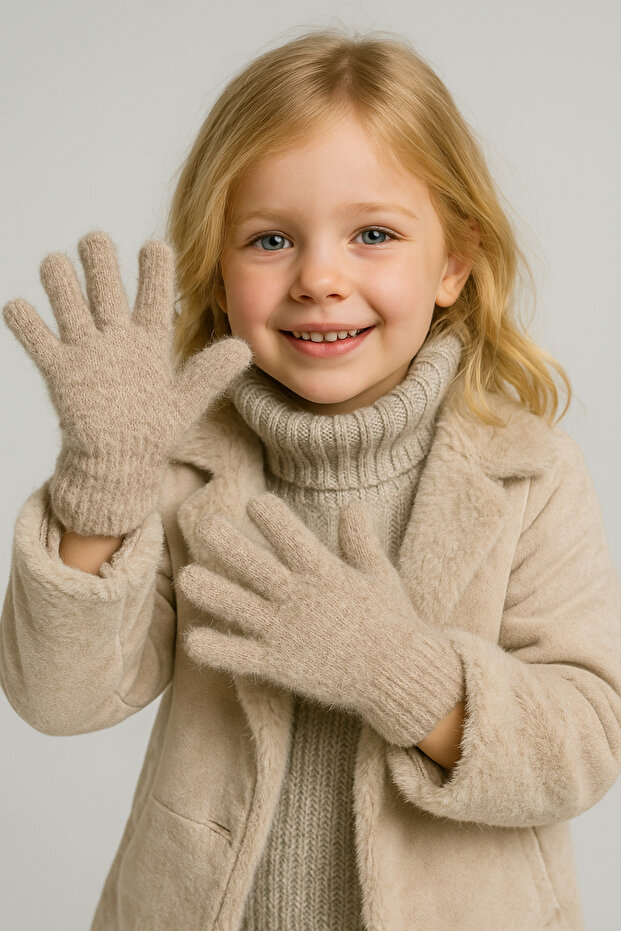 Peluş Çocuk Eldiven 4-9 Yaş - 1