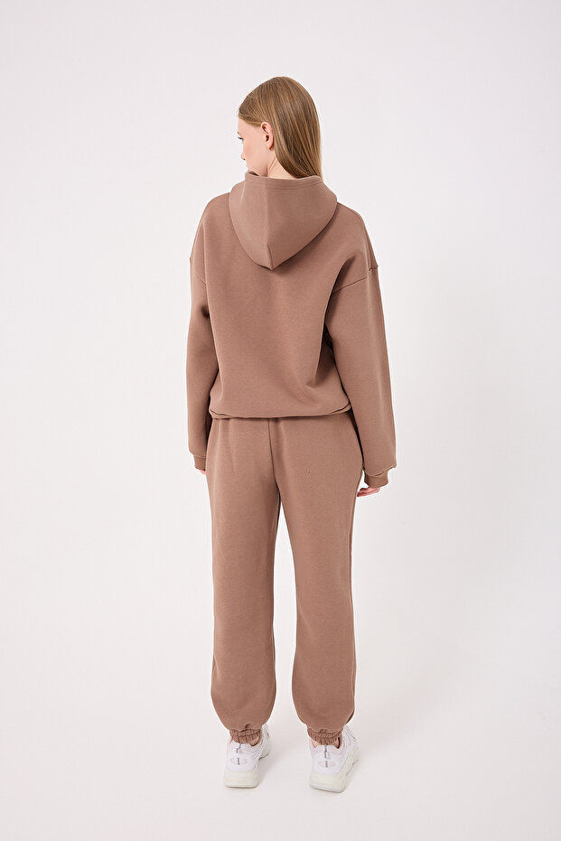 KADIN LASTİKLİ PAÇA ÜÇ İPLİK İÇİ PAMUKLU YUMUŞACIK BASIC JOGGER EŞOFMAN ALTI - 6