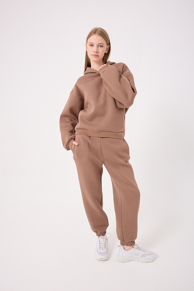 KADIN LASTİKLİ PAÇA ÜÇ İPLİK İÇİ PAMUKLU YUMUŞACIK BASIC JOGGER EŞOFMAN ALTI - 4