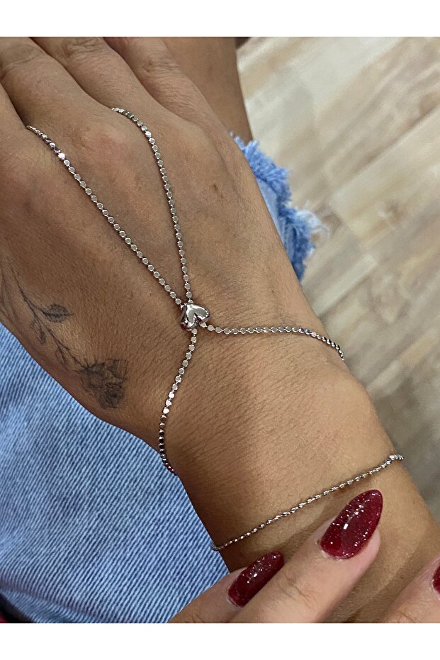 Şahmeran Steel Bracelet with Heart in the Middle Model