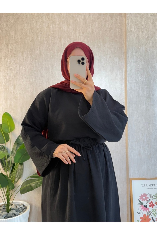 Siyah Müslin Salaş Bluz - 3