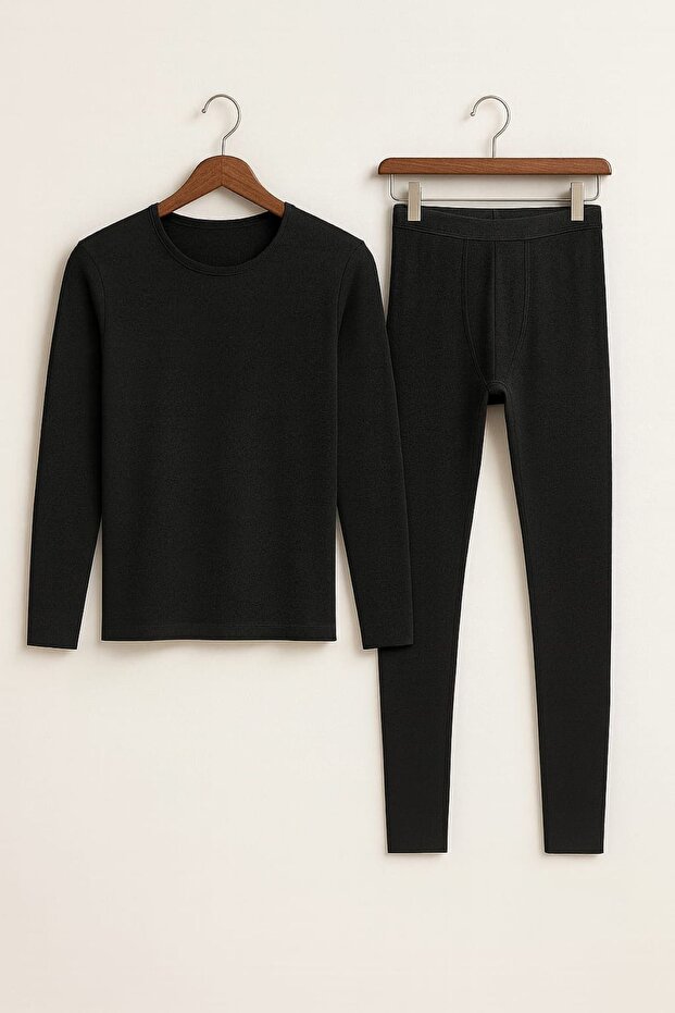 Erkek Termal İçlik Takımı Alt-Üst Siyah – Nefes Alan, Esnek, Isı Yalıtımlı Kışlık Set - 5