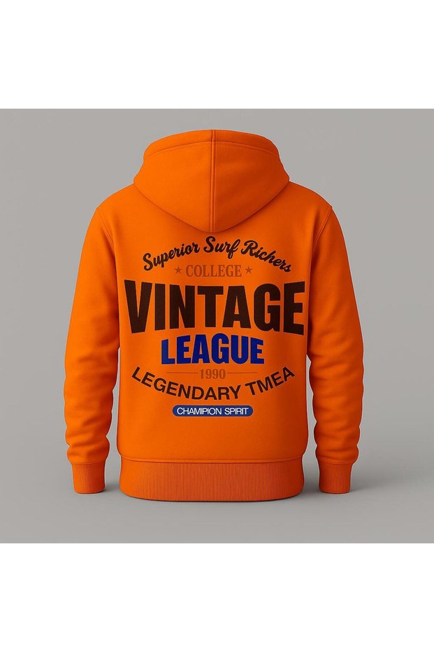 Vintage College Printed Hooded Sweatshirt – Unisex Casual Fashion