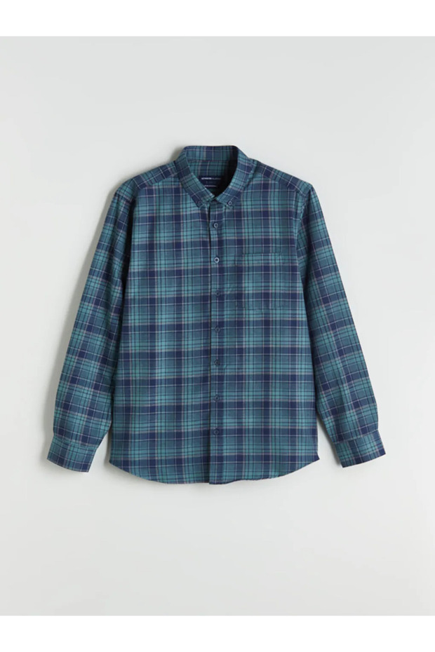 Regular Fit Uzun Kollu Ekose Gabardin Erkek Gömlek - 1