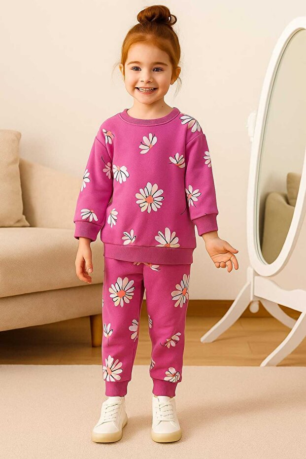 Children's Set Printed Patterned Tracksuit Set - 2