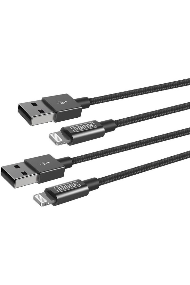 كابل شحن ومزامنة من Techpick، مكون من قطعتين، Lightning إلى USB - 1