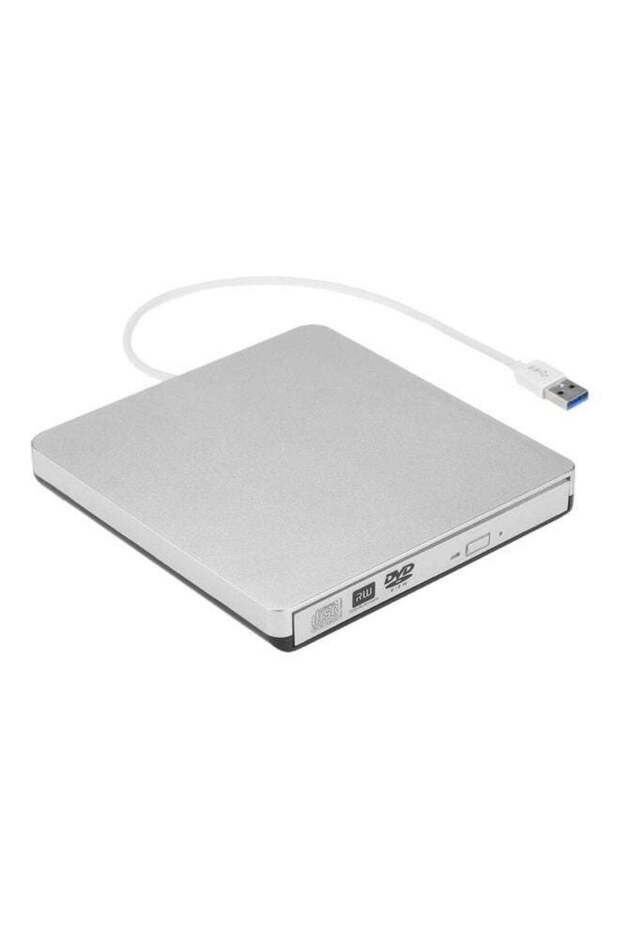 مشغل أقراص CD/DVD خارجي محمول فائق النحافة بمنفذ USB باللون الأبيض