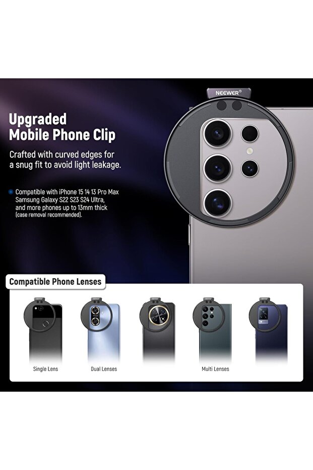 67mm Clip On Variable ND2-ND32 Phone Lens Filter Kit - 7