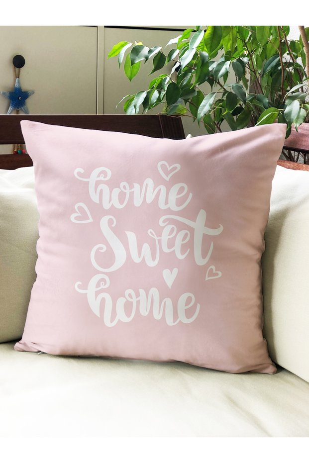 Home Swet Home Printed Velvet Throw Pillow Cover 43X43Cm