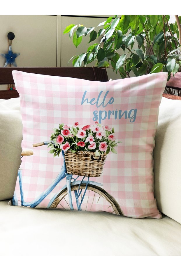 Floral Pattern Printed Velvet Throw Pillow Cover 43X43Cm