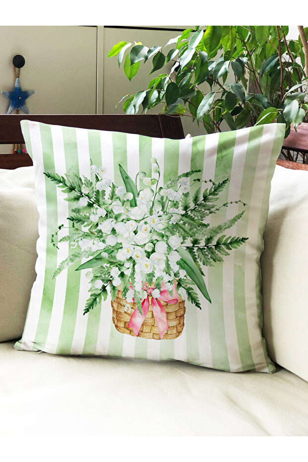 Floral Pattern Printed Velvet Throw Pillow Cover 43X43Cm