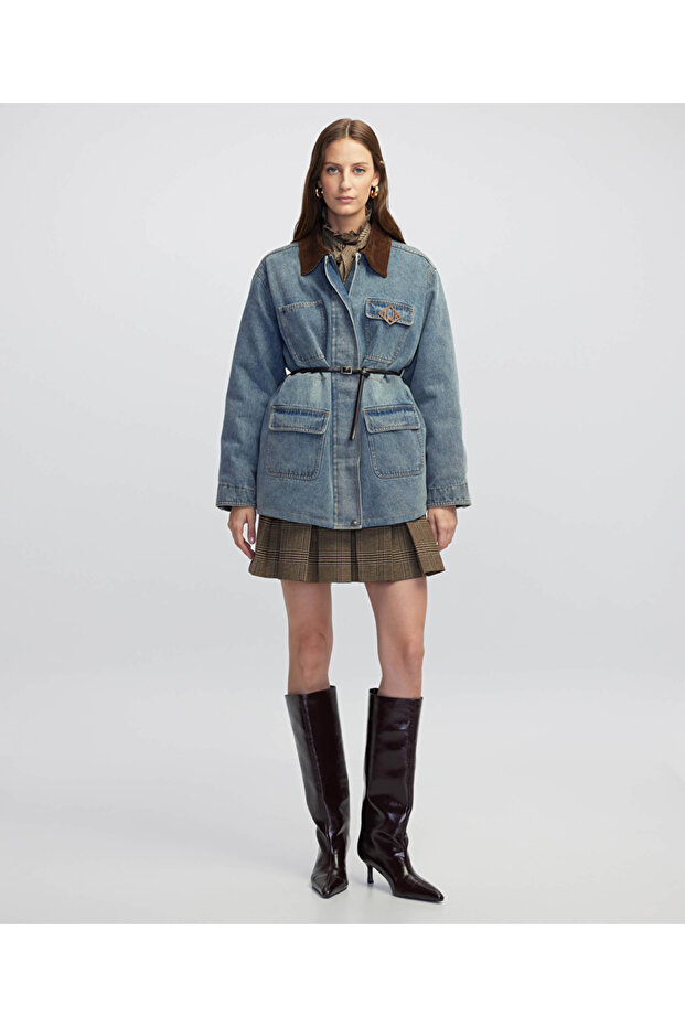 Patch'li kontrast yaka mont - 6