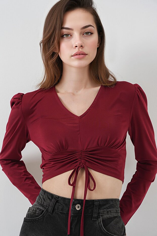 BDART Drapeli V Yaka Dikişli Crop Top - 3