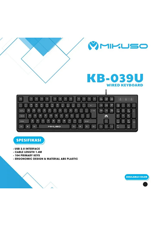 لوحة مفاتيح Mikuso KB-039 U سلكية بمنفذ USB للمكتب