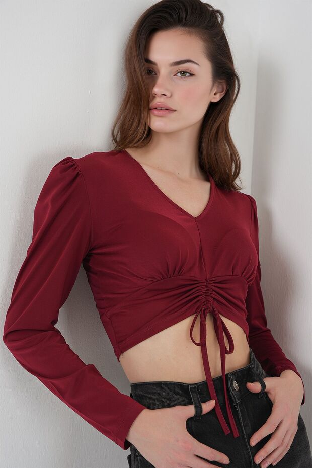 BDART Drapeli V Yaka Dikişli Crop Top - 4