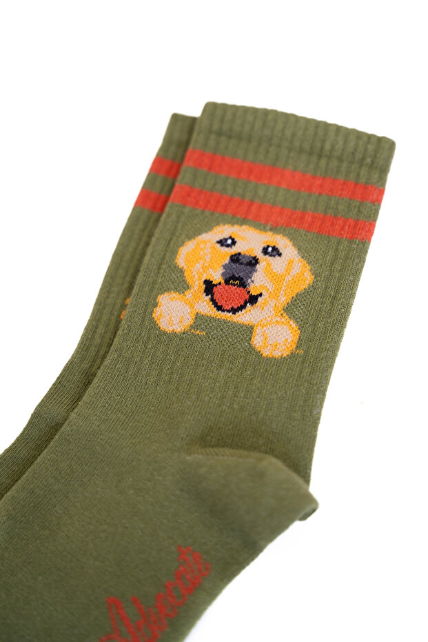 جوارب طويلة منقوشة على شكل كلب - جوارب منقوشة - جوارب طويلة خضراء - 3