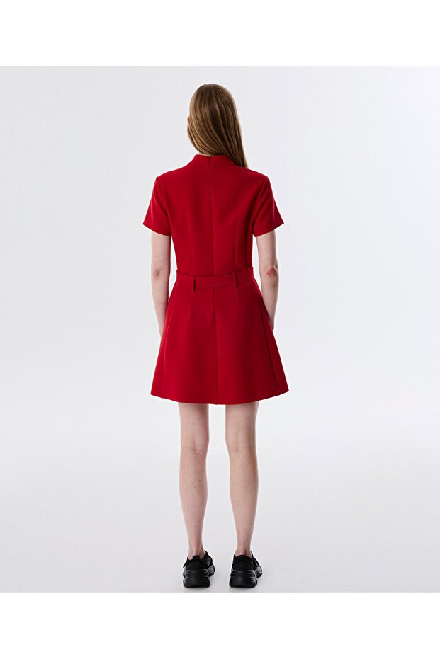 PİLELİ DİK YAKA ELBİSE - 6