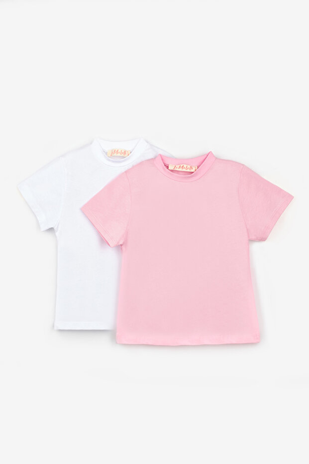 Pachet de basic tricouri roz alb bumbac moale - 1