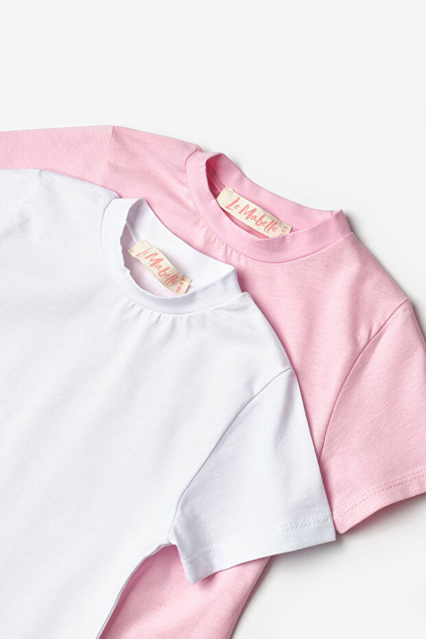 Pachet de basic tricouri roz alb bumbac moale - 4