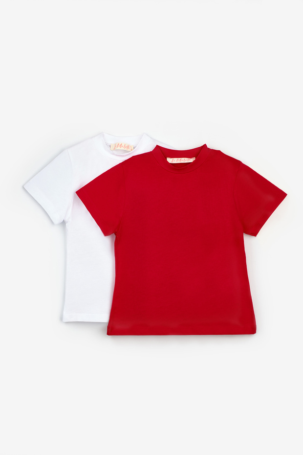 Roșu Alb bumbac moale Pachet de basic tricouri - 1