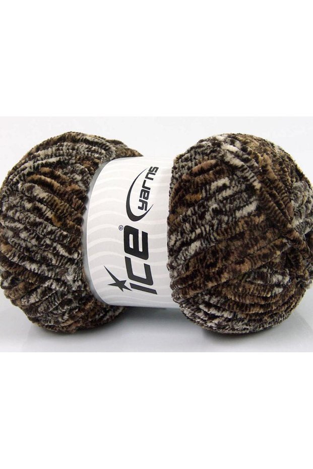Lot of 4 X 100Gr Skeins Ice Yarns Chenille Safari (100% Microfiber) Yarn Brown Shades Cream
