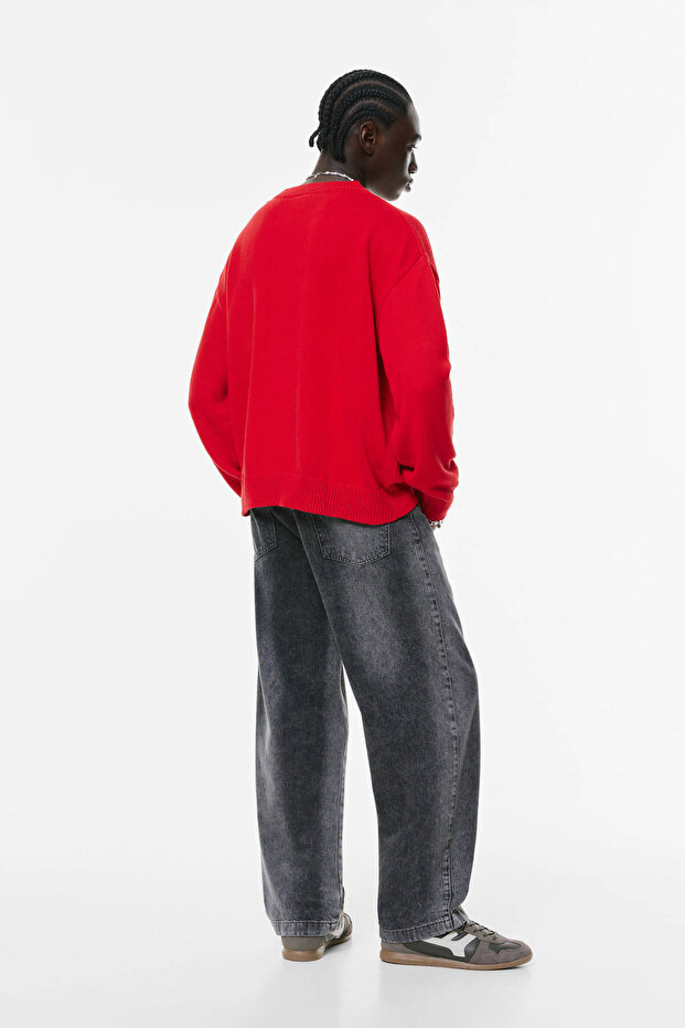 Yazı grafik baskılı kazak - 2