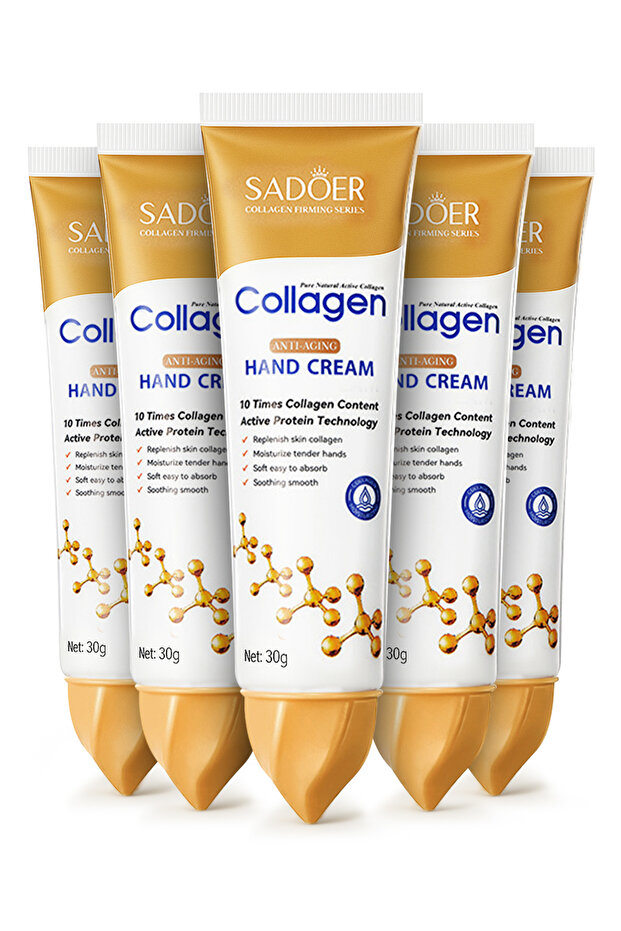 Collagen Anti-Aging Hand Cream, Moisturizing Hand Lotion, Nourish Dry Rough Skin 30g*5Pcs
